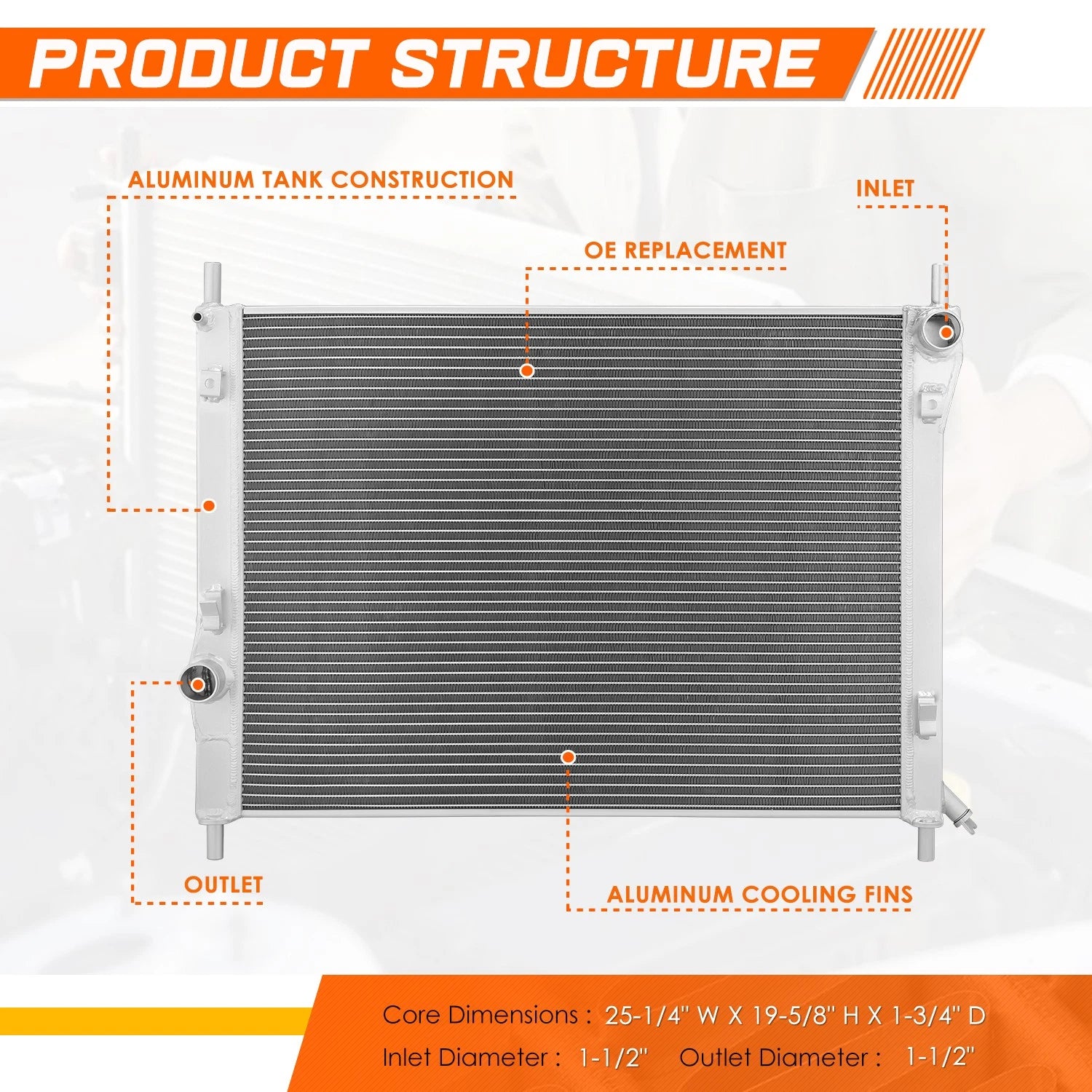 3-Row Aluminum Radiator for Ford Mustang (2015–2023) 2.3T 3.7L 5.0L
