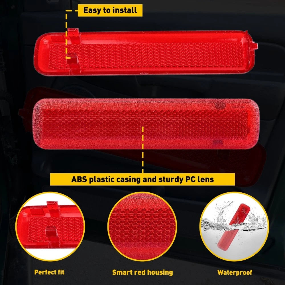 2X Red Rear Door Reflector Trim for Chevrolet Silverado 1500 (2014–2019)
