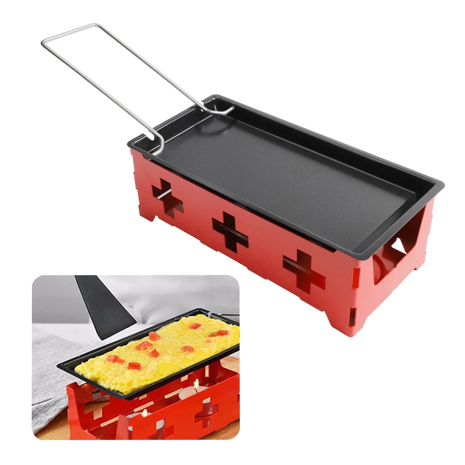 Miniature Cheese Raclette with Wooden Handle for Travel and Picnics