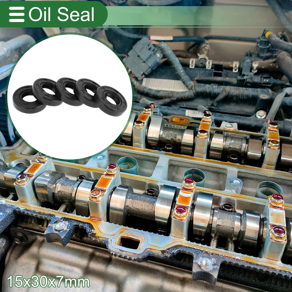 Set of 5 Oil Seal Ring for Rotary Shaft 15x30x7mm NBR Rubber