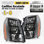 HID/Xenon Headlight Set for Cadillac Escalade (2007–2014) Black w/o Bulb