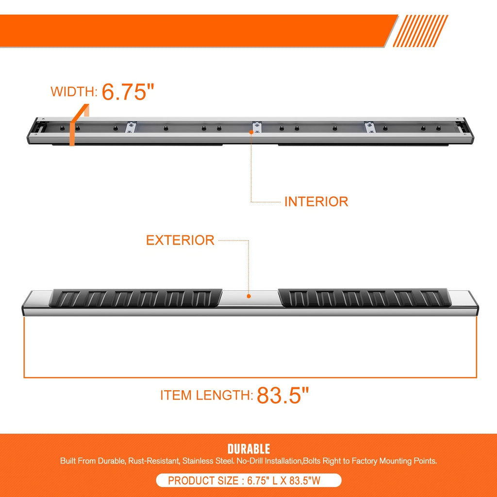 Set of 2 Side Step Nerf Bars for Dodge Ram 1500-3500 Crew Cab (2009–2024)