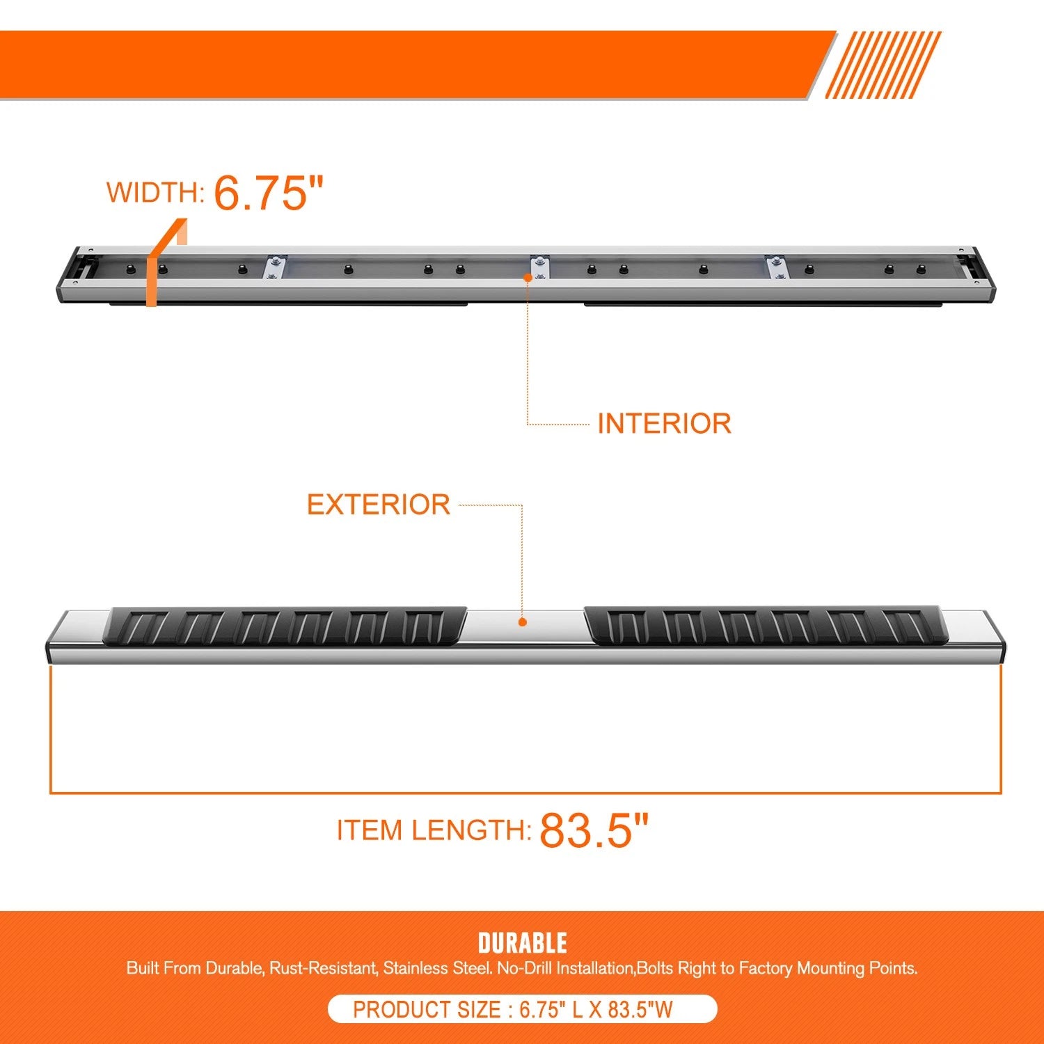 Set of 2 Side Step Nerf Bars for Dodge Ram 1500-3500 Crew Cab (2009–2024)