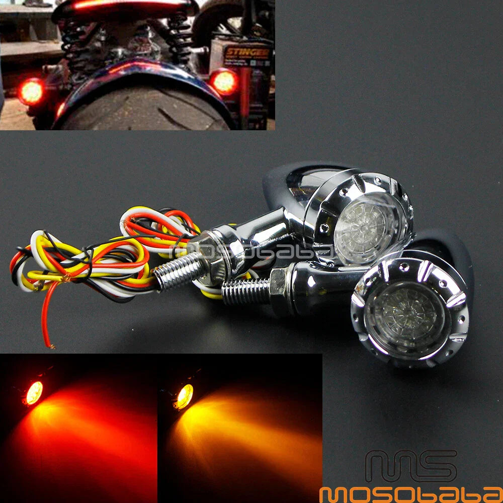 LED Rear Turn Signal Light for Harley Chopper Cruiser 10mm 12V