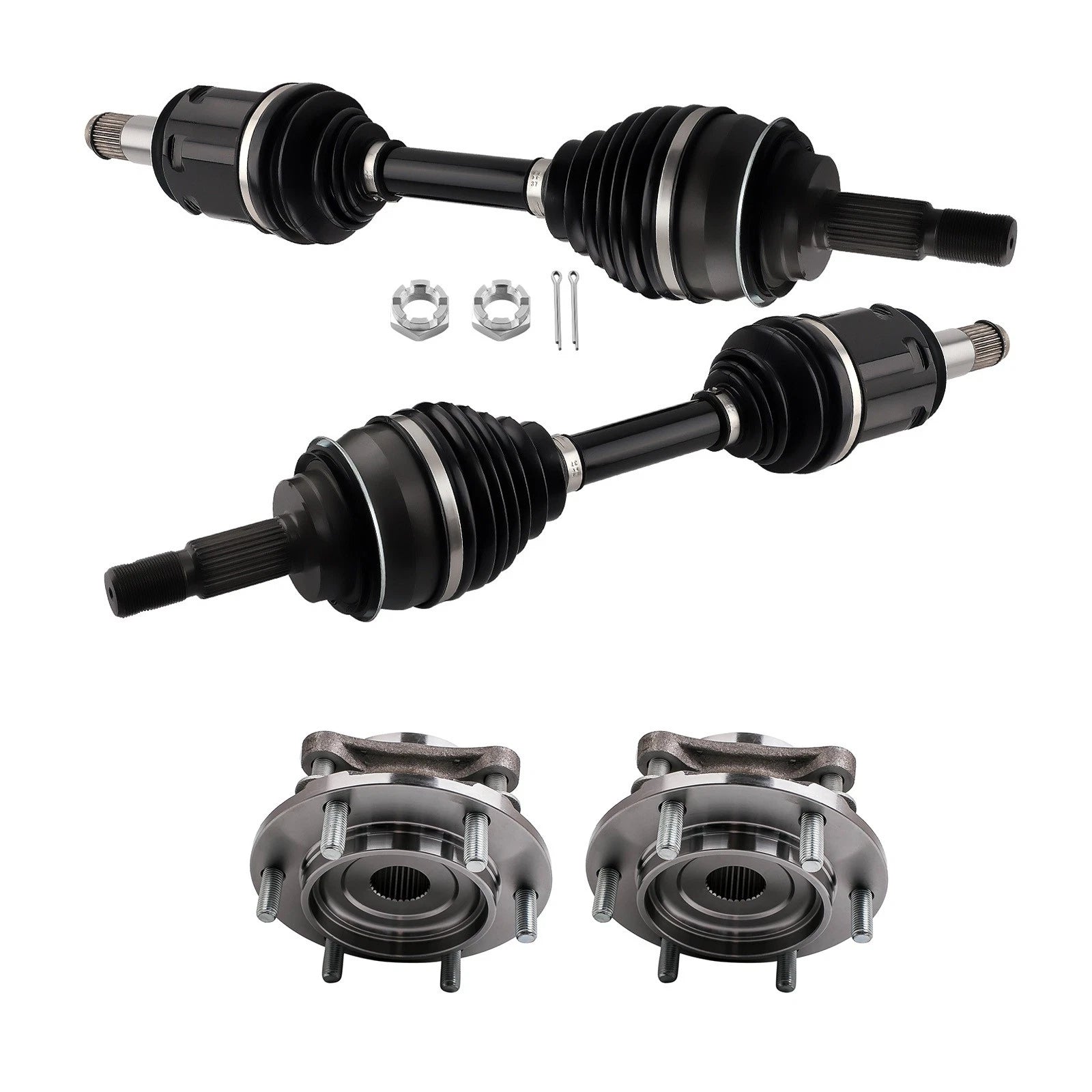 Front Left + Right CV Axle Shaft & Wheel Hub Bearing for Lexus GX460 (2010–2023)