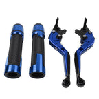 Blue Extendable Brake Clutch Levers & Handlebar Grips for Suzuki GSXS125