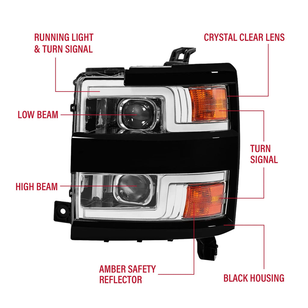 LED Projector Headlights for Chevy Silverado 2500HD 3500HD (2015-2019)