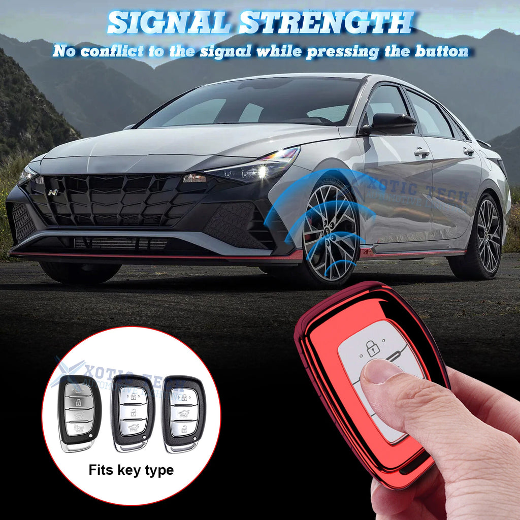 Red Full Cover Remote Keyless Entry Key Shell Case for Hyundai (2011-2018)
