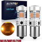 Set of 2 Amber 7440 BA15S BAU15S LED Front Parking Stop Turn Signal Bulbs for