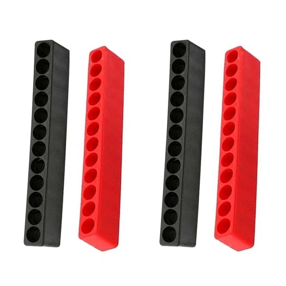 Set of 4 Bit Holders for Screwdrivers 1/4 Hex Shank 12 Hole Storage