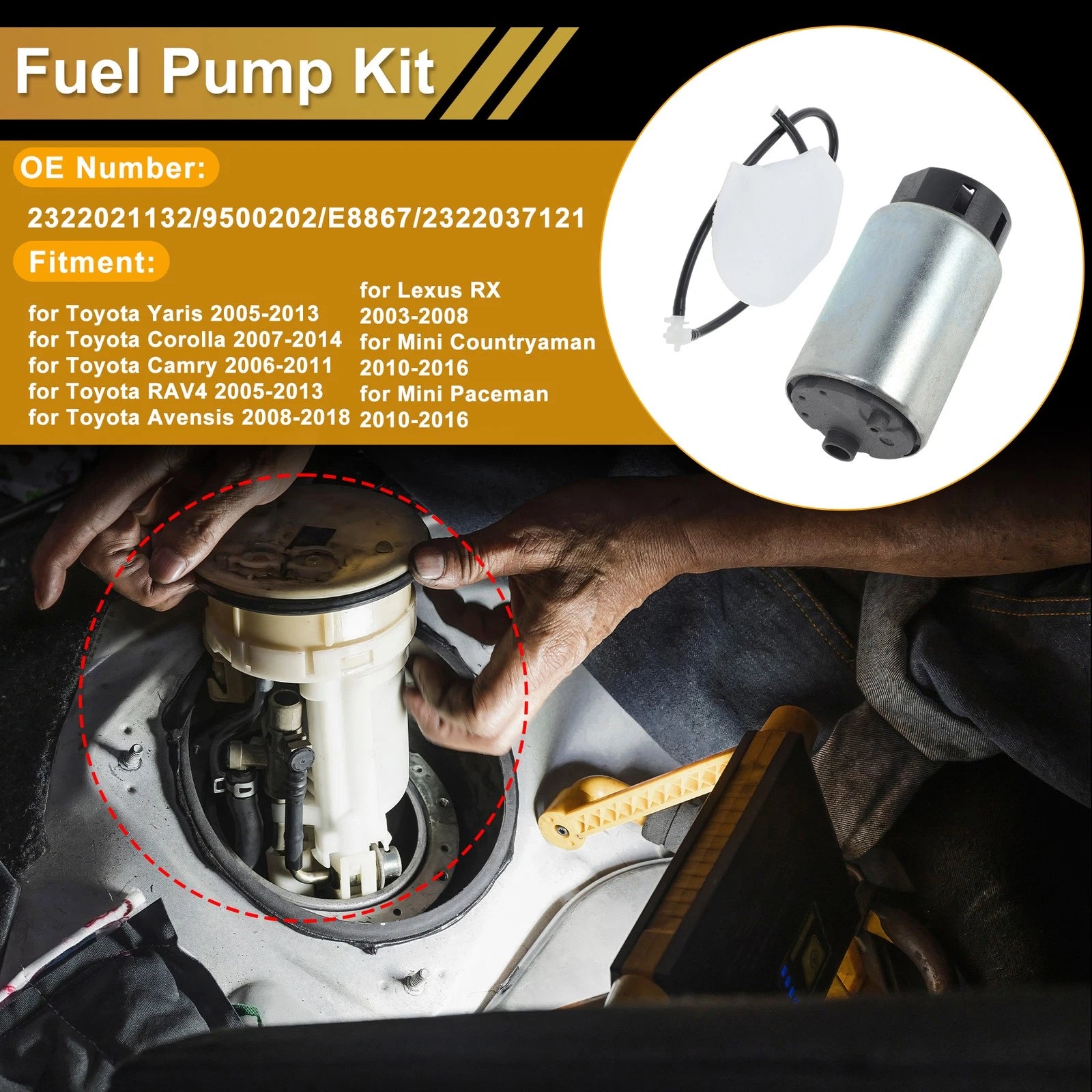 Set of 2 Metal Electric Fuel Pumps for Toyota Yaris (2005–2013) 2322021132