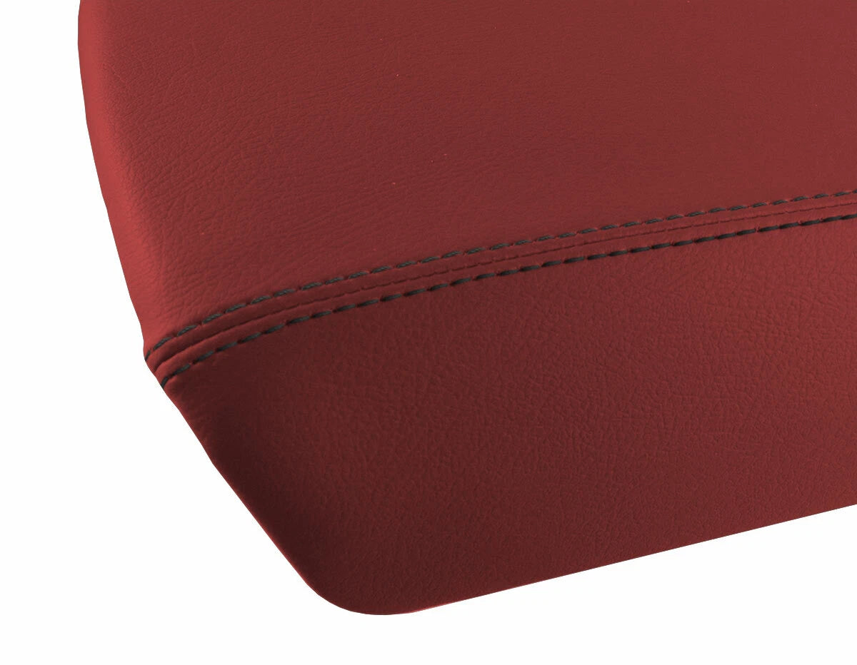 Leather Console Lid Armrest Cover for Ford Edge (2011–2020) Red Black Stitch