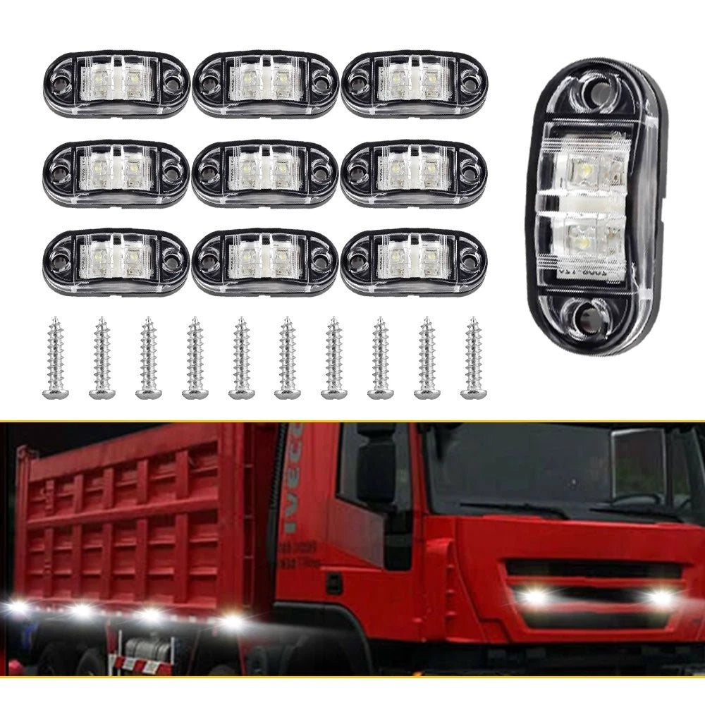 2X White LED Oval 2.5" Side Clearance Marker Light for Truck V