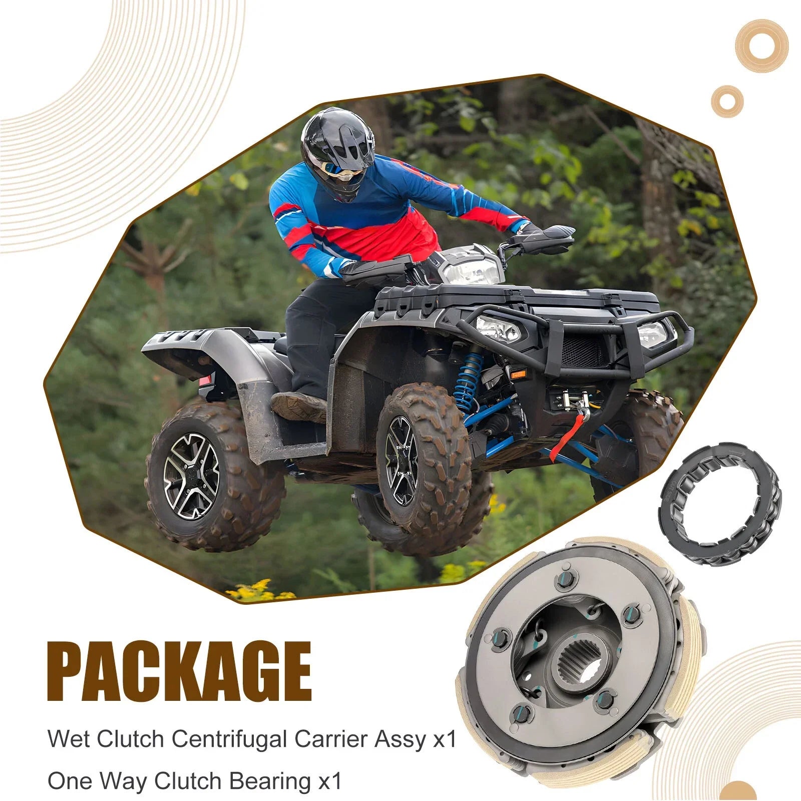 Wet Clutch Carrier & One Way Bearing for Honda FourTrax 300 (1993–2000)
