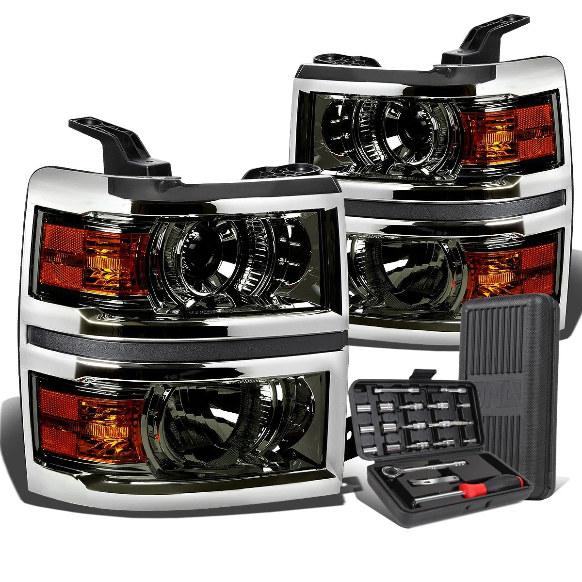 Smoked Housing Amber Corner Projector Headlight for Silverado (2014–2015)