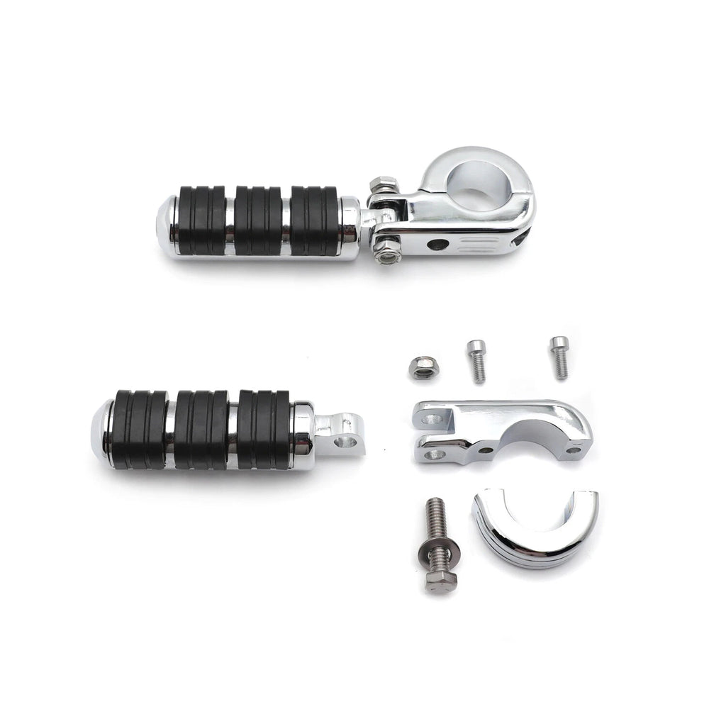 Chrome Highway Cuboid Footpeg Rest w/ P-Clamp 1 1/4" for Harley Dyna