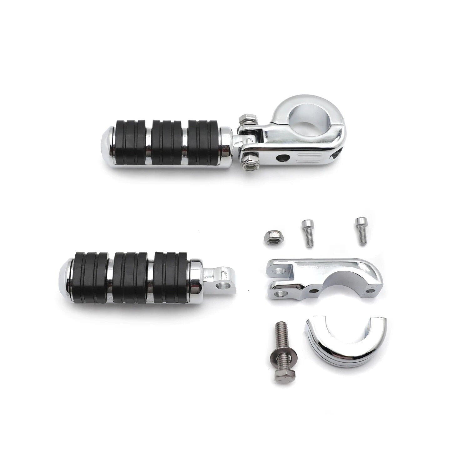 Chrome Highway Cuboid Footpeg Rest w/ P-Clamp 1 1/4" for Harley Dyna