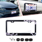 Flowers Floral Pink License Plate Frame Decoration for Standard Size 12x6 (—)