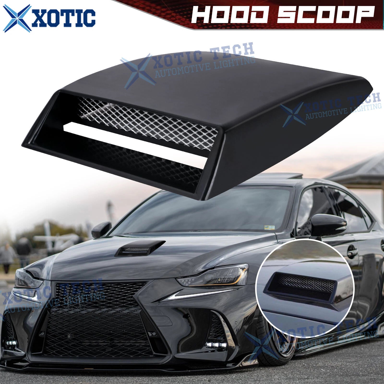 Glossy Black Bonnet Vent Airflow Intake Scoop Cover for Lexus (2000–2021)