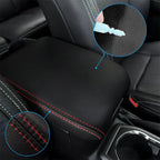 Black PU Leather Center Console Lid Armrest Cover for Toyota Tacoma (2016-2023)