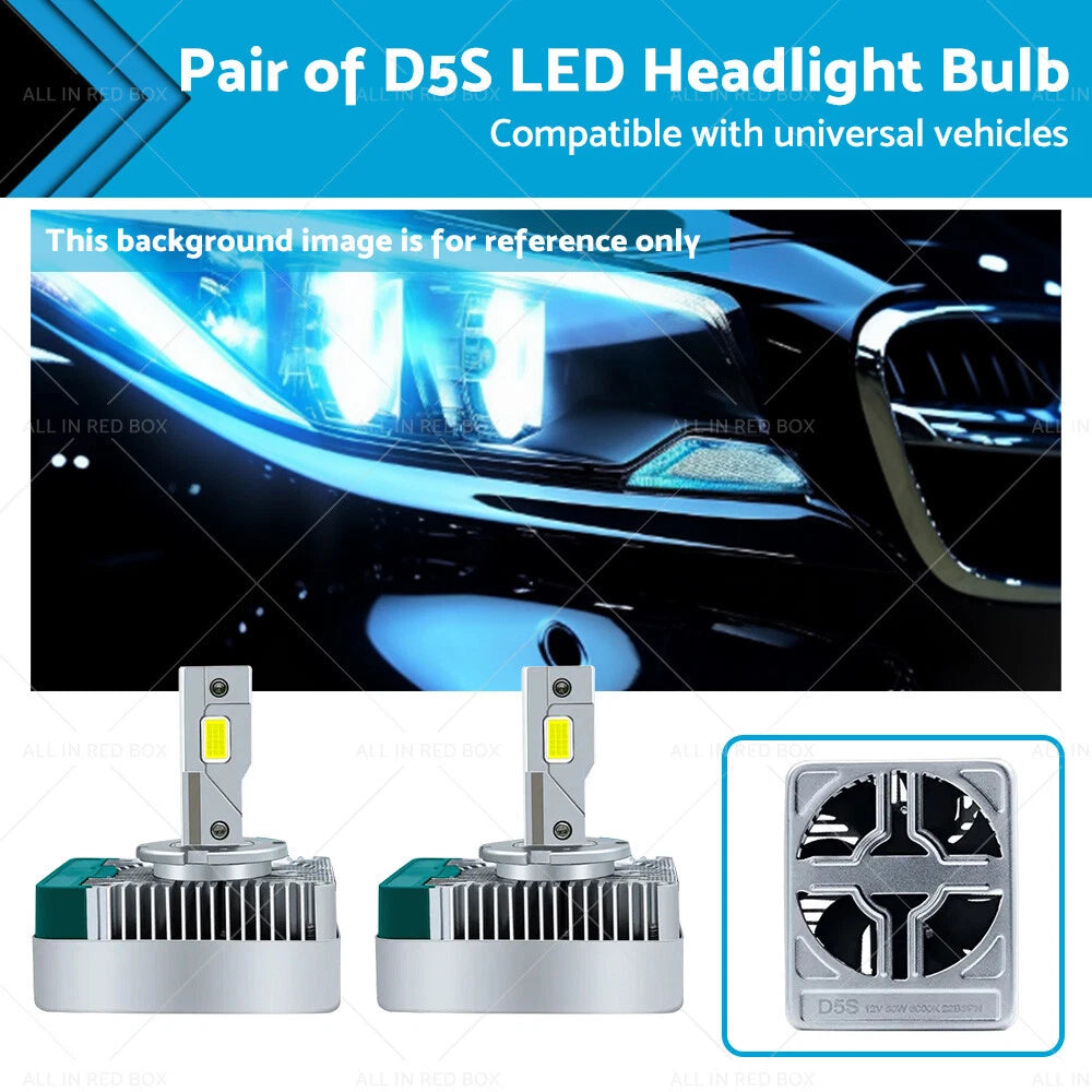 2X D5S LED Headlight Bulbs Conversion Kit 6000K 90W for HID Xenon