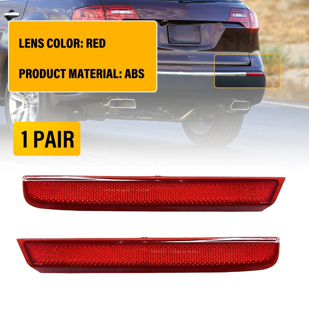Set of 2 Rear Bumper Reflectors for Acura MDX (2010–2013) EXV Red