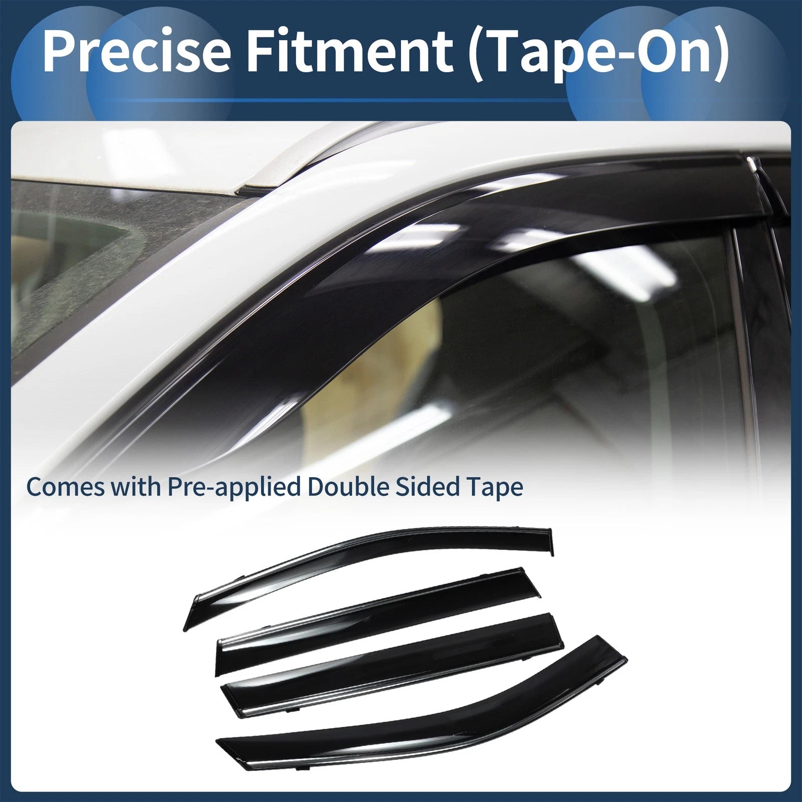 Set of 4 Window Deflectors for Toyota RAV4 (2019) - Black Vent Visors