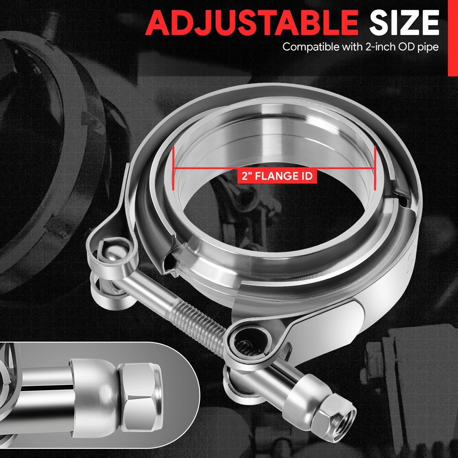 2" OD V-Band Turbo Clamp & Flange Set for Universal Applications (304 SS)