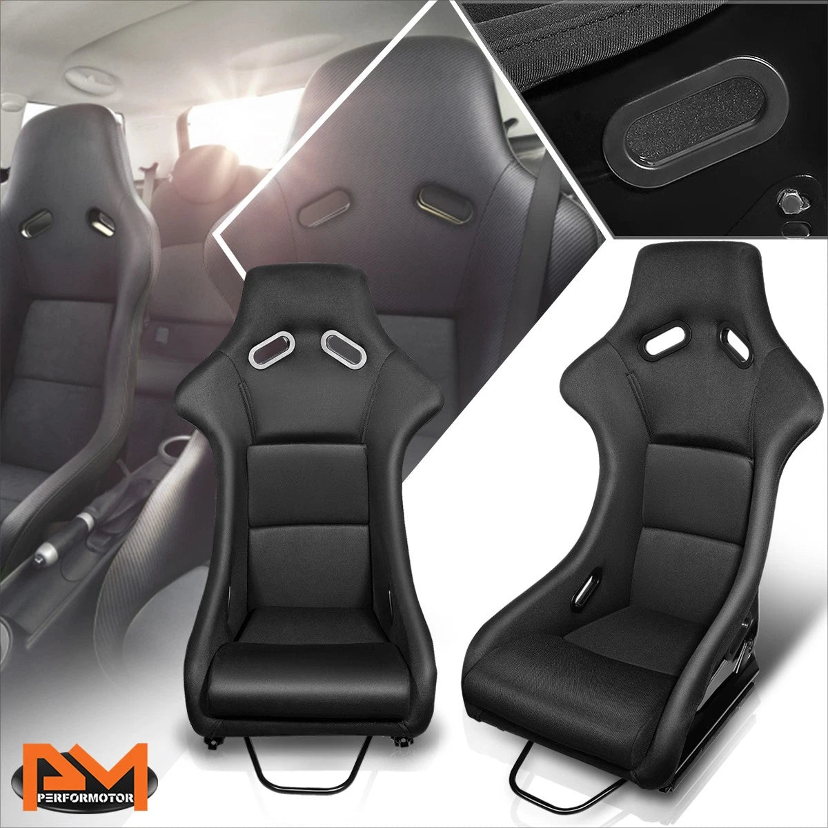 Racing Bucket Seats with Side Mount Brackets for Universal Fit (Fiberglass)