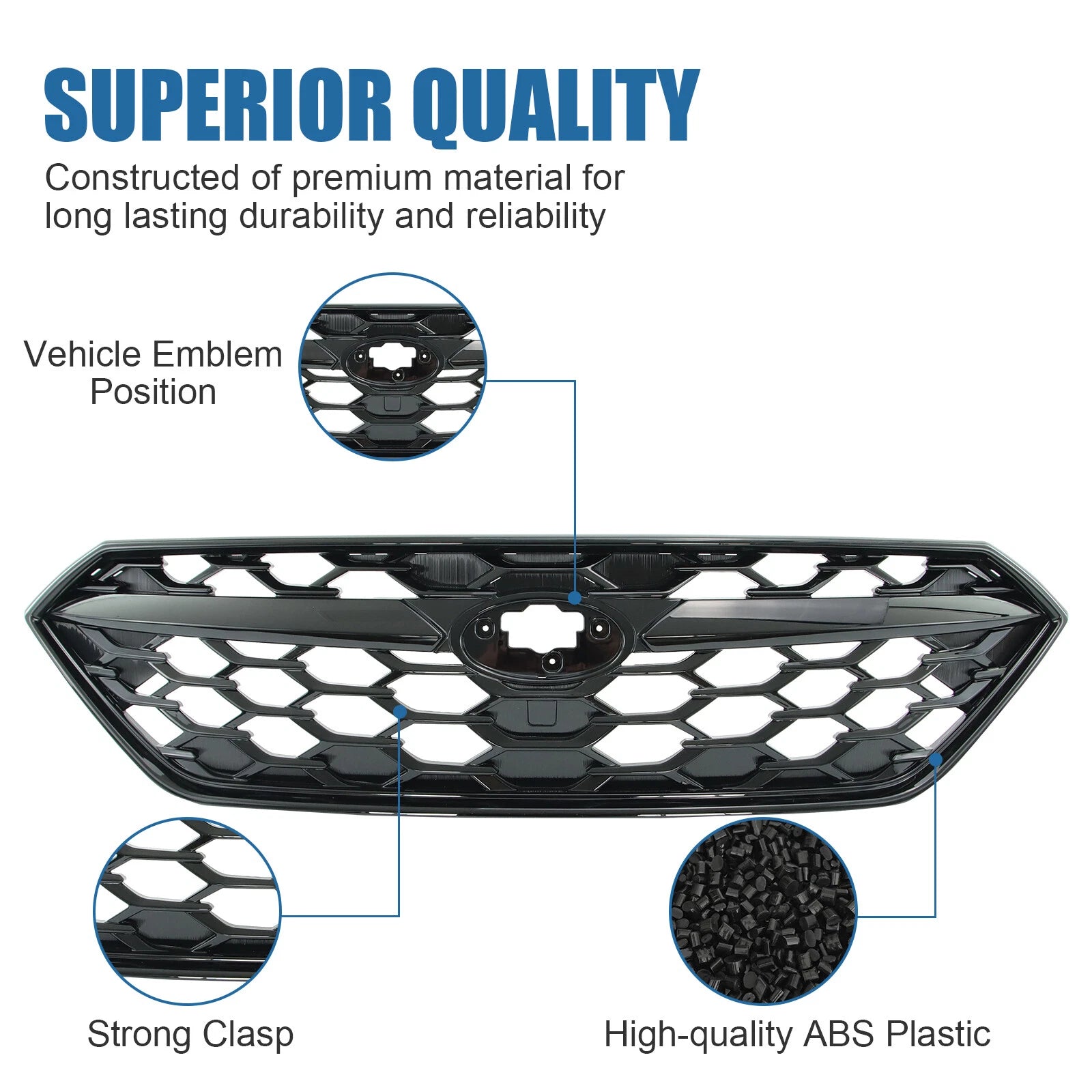 Front Bumper Grille for Subaru WRX (2022–2023) Gloss Black