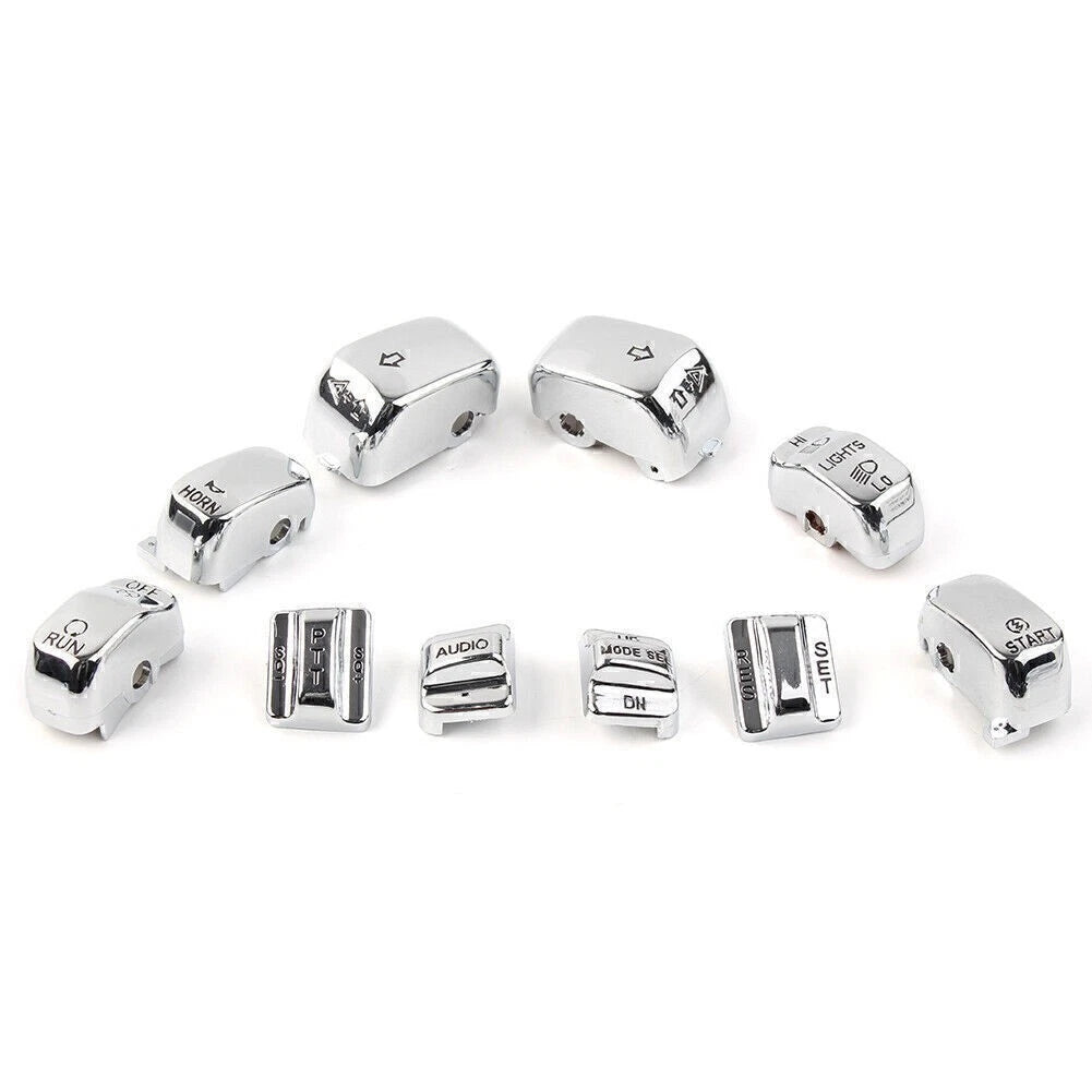 Set of 2 Hand Control Switch Cover Caps for Harley Touring (1996–2013) Chrome