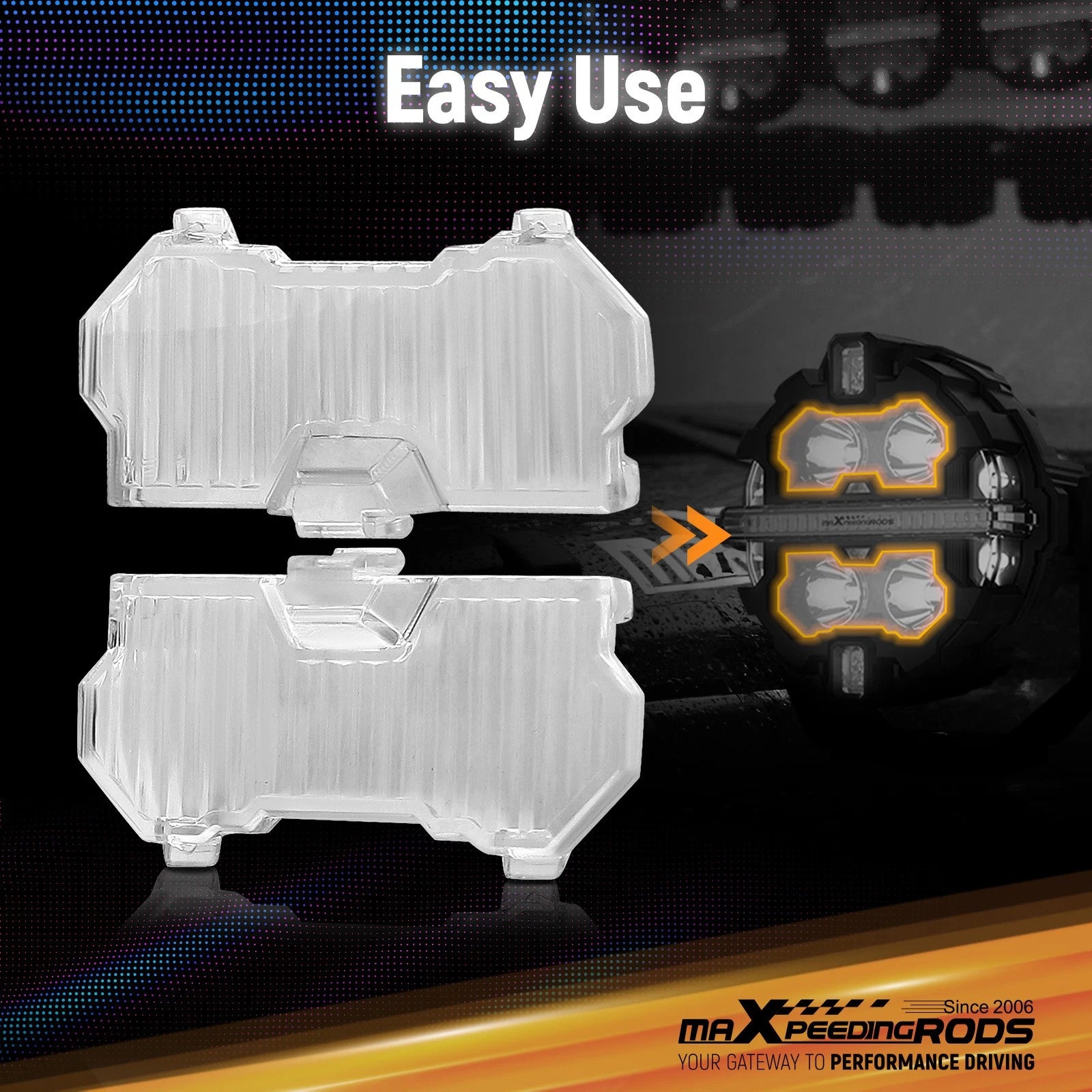 3.5'' Round LED Light Cover for Maxpeedingrods Driving Light (Transparent Stripe)