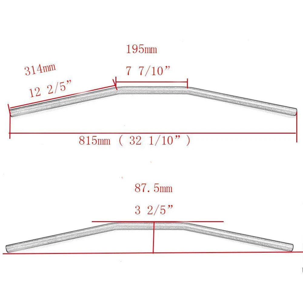 1'' Drag Handlebars for Harley, Honda, Suzuki, Kawasaki (Universal)