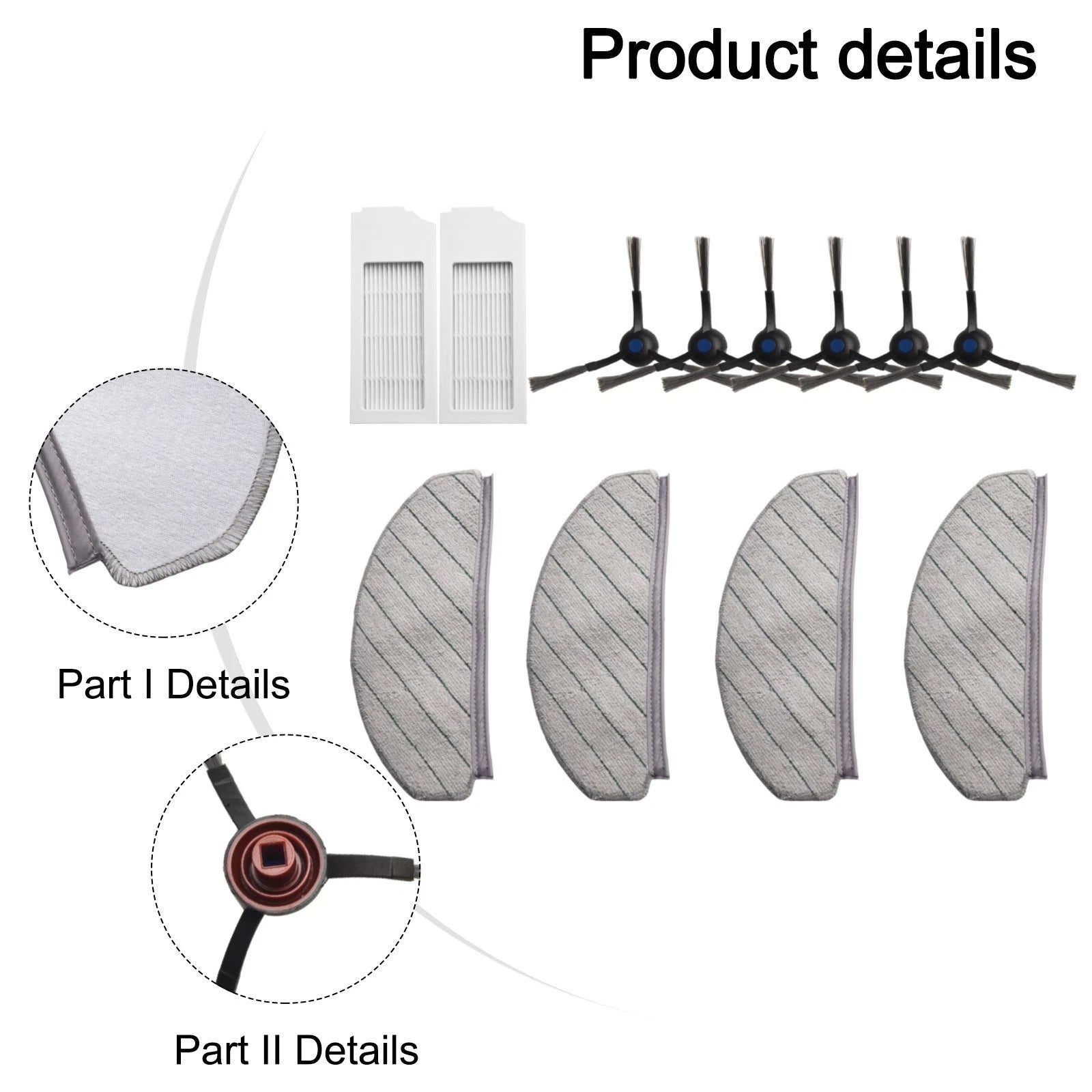 Set of 4 Side Brush Filter Mop Cloths for ECOVACS DEEBOT N20 (2020–2023)