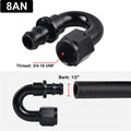 2PCS Push-On Lock Hose Fitting End for AN8 180 Degree (For Rubber Fuel Line)