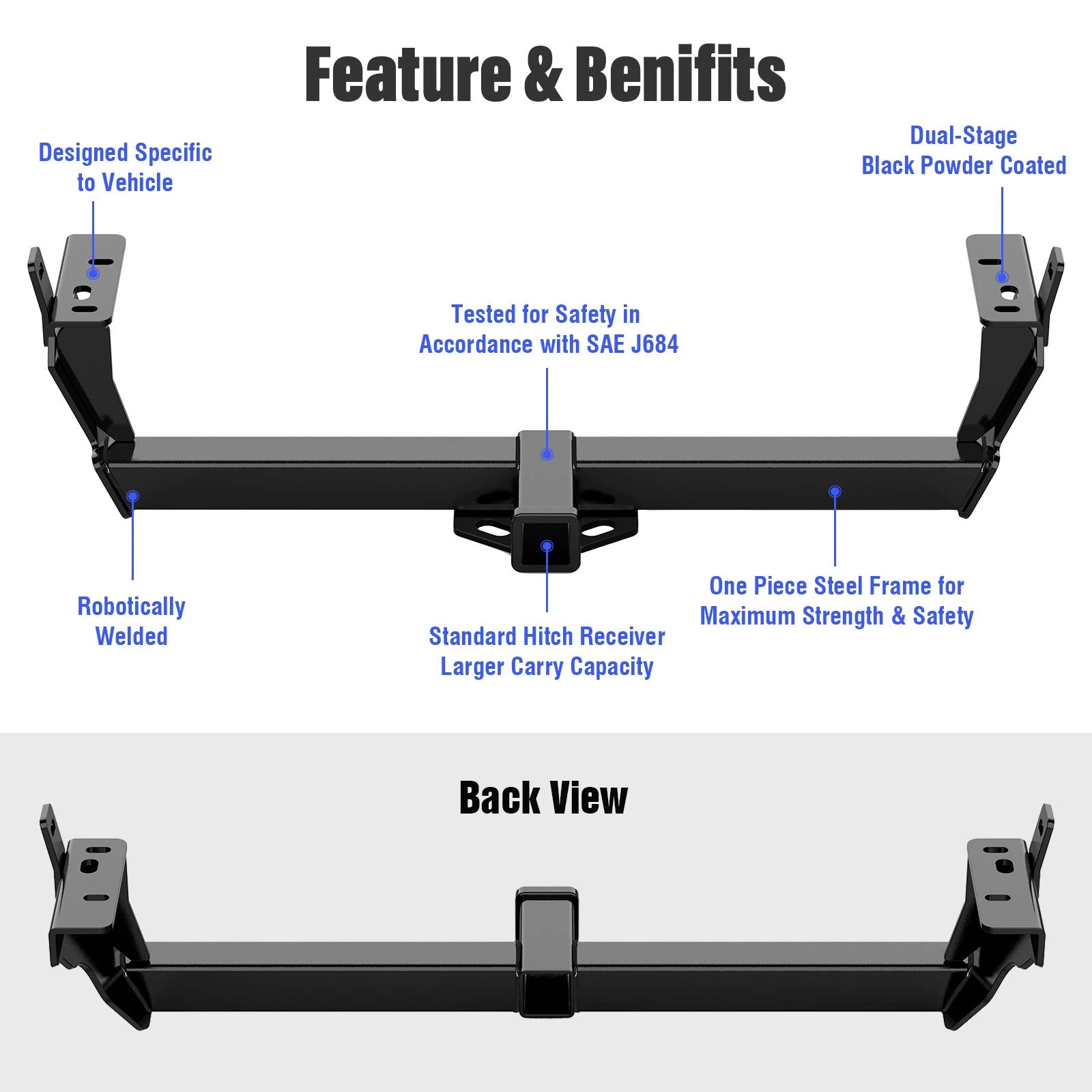 Towing Hitch Receiver Class 3 for Ford Edge (2015-2024)