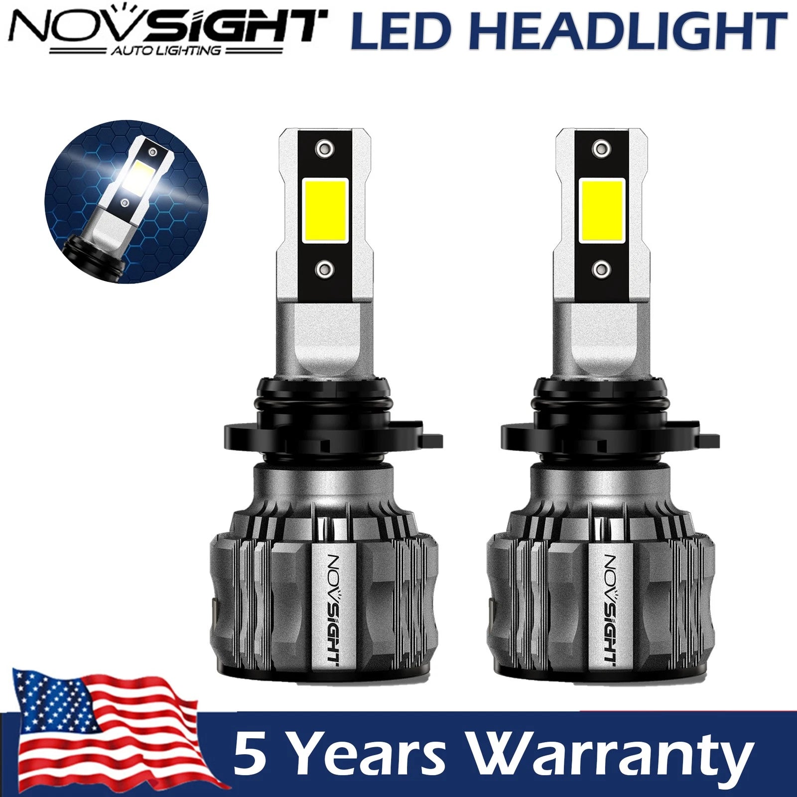 9005 HB3 LED Headlight Bulbs Kit for Universal Vehicles (6500K, 55000LM)