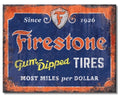 Firestone Tires Metal Sign for Man Cave Garage Decor (12.5" x 16") #2937