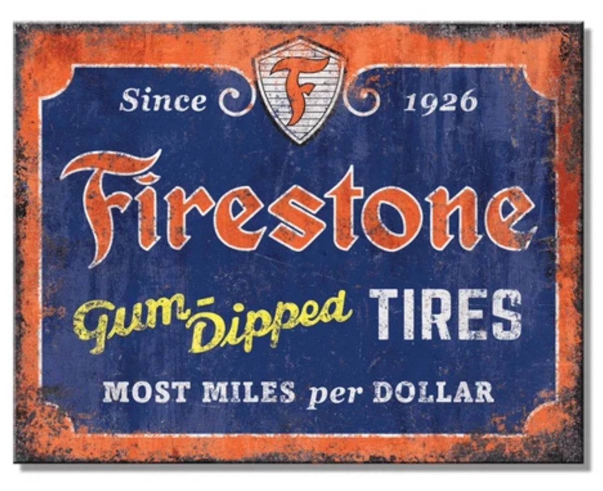 Firestone Tires Metal Sign for Man Cave Garage Decor (12.5" x 16") #2937