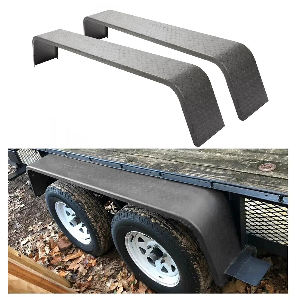 2 Diamond Tread Plate Double Tandem Axle Trailer Fenders 10-1/4"x72-7/8"x13"