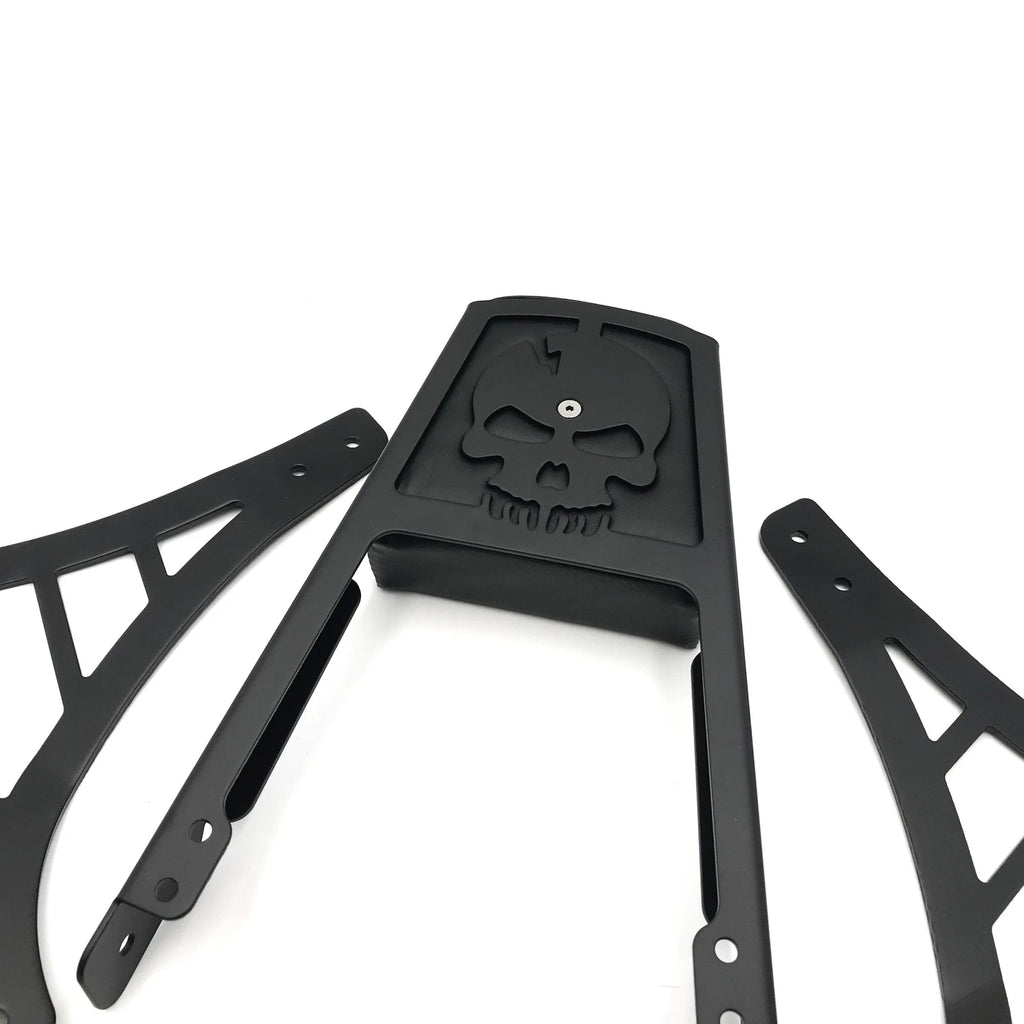 Black Skull Backrest Sissy Bar with Leather Pad for Harley-Davidson Sportster XL883 (2004–2023)