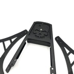 Black Skull Backrest Sissy Bar with Leather Pad for Harley-Davidson Sportster XL883 (2004–2023)