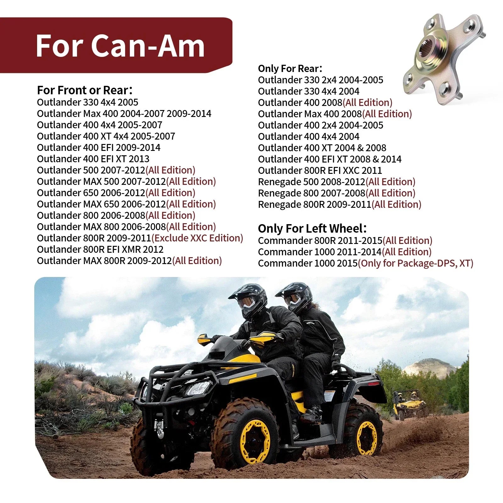 Front/Rear Wheel Hub for Can-Am Outlander (2004-2014)