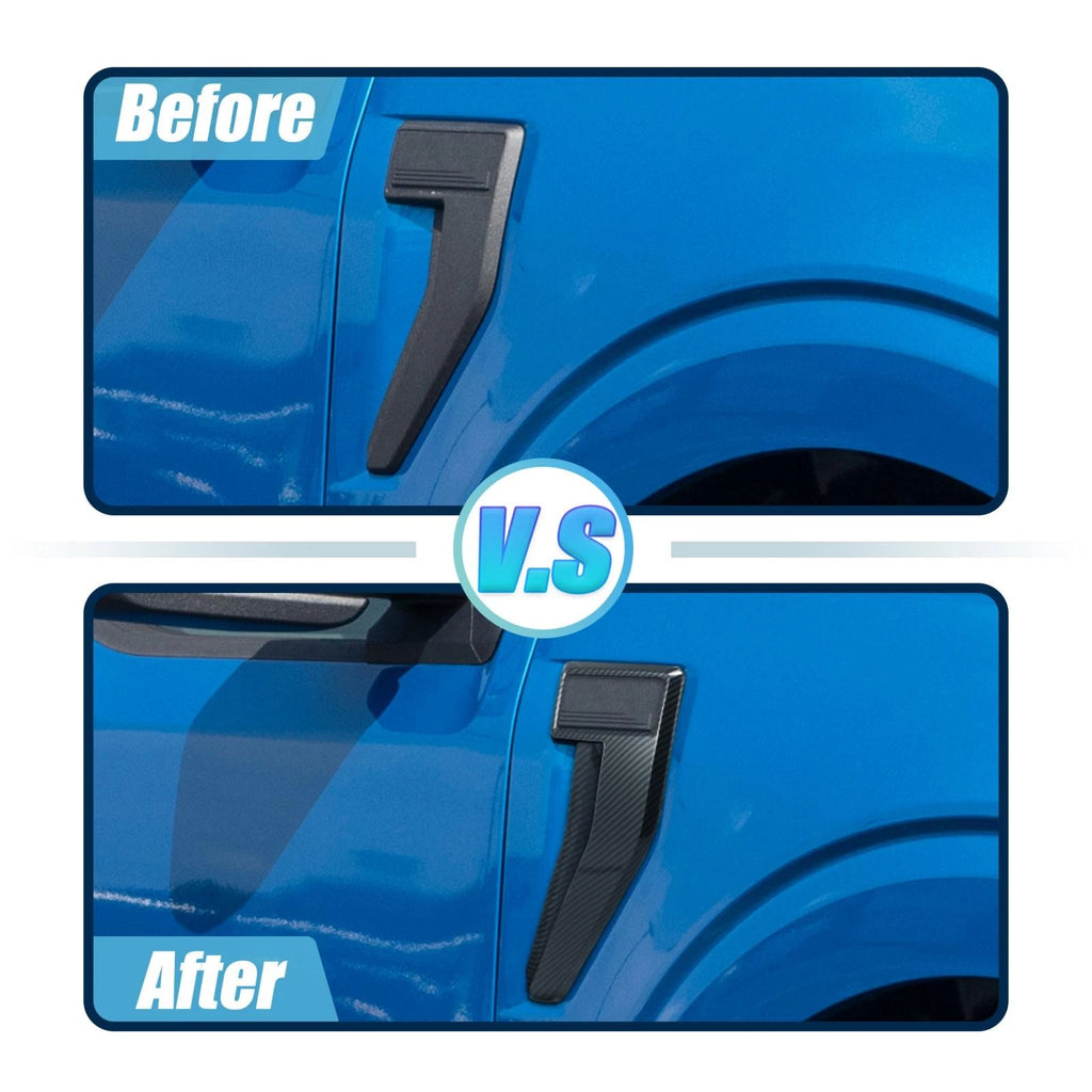 Set of 2 Carbon Fiber Style Side Vent Fender Badge Covers for Ford F150 (2021–2022) 782685548700