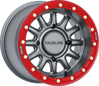 Raceline Alpha Wheel 15x7 Gunmetal/Red Beadlock for Polaris RZR R (2020–2023)