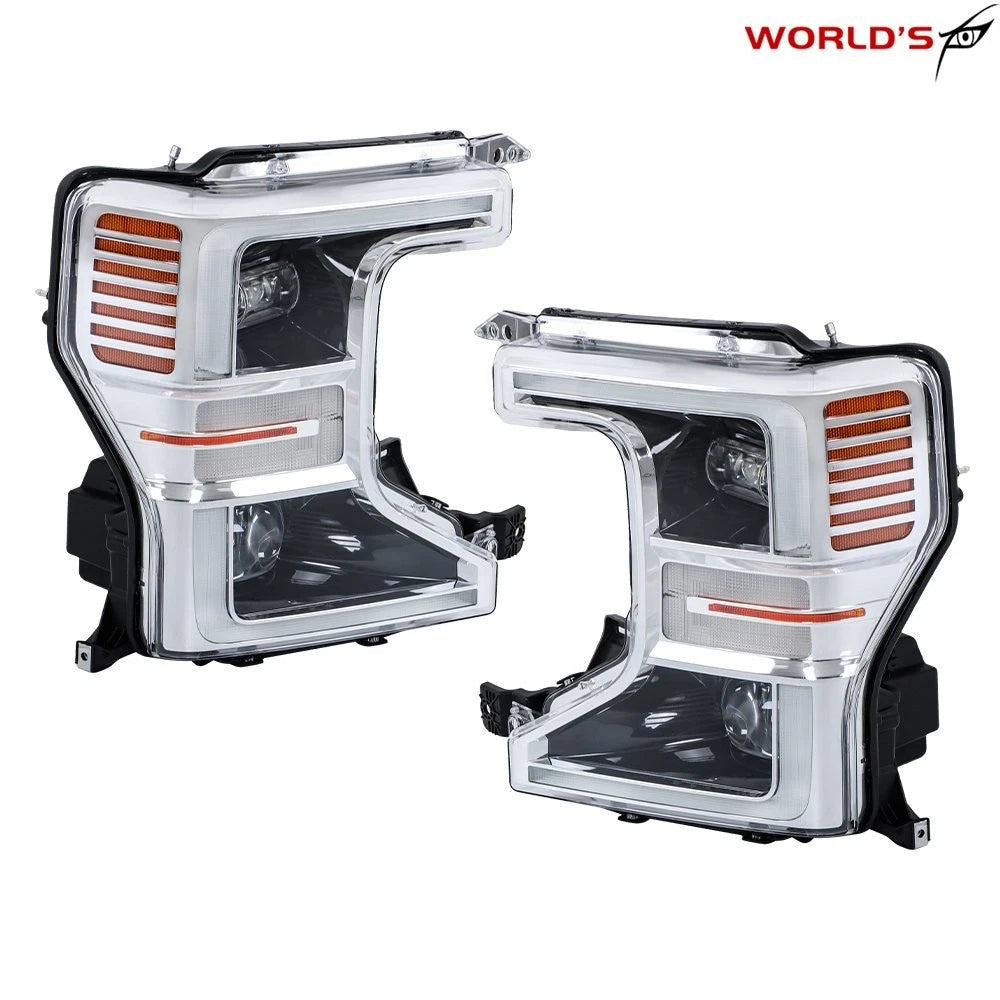 Set of 2 LED Chrome Headlights for Ford F250 F350 Pickup (2020–2022)