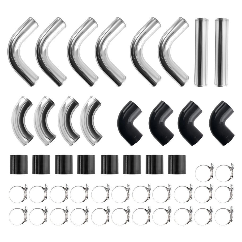 12pcs 2.5" Intercooler Piping Kit Universal + T-Bolt Clamps + Silicone Coupler