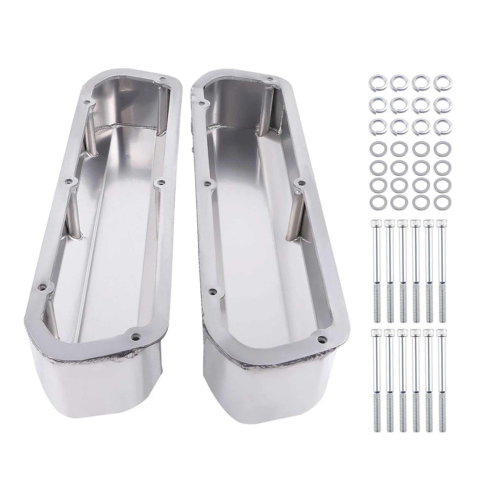 Fabricated Aluminum Covers for Ford 260-351W V8 (Polished, Mounting Hardware)