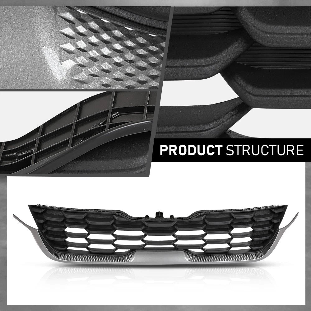Front Bumper Upper Grille for Kia Seltos (2020–2023) Black Chrome