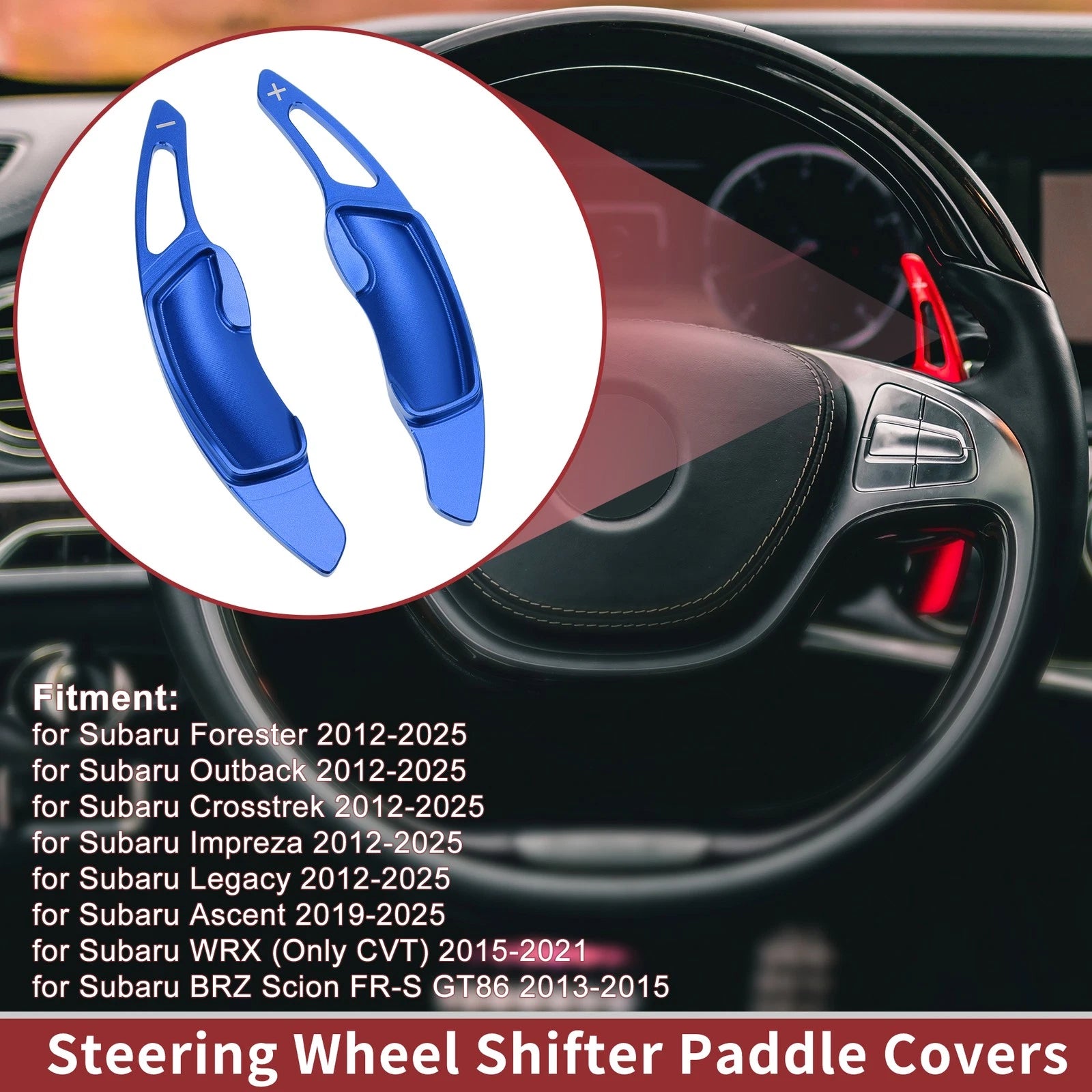 2X Blue Aluminum Alloy Steering Wheel Paddles for Subaru Forester (2012–2025)